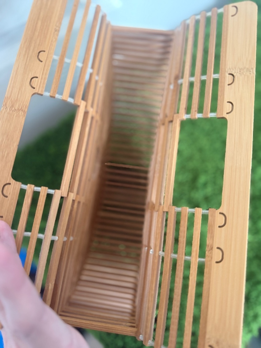 Bamboo Half-Moon Slatted Handbag - Natural Tan - Picture 2 of 2